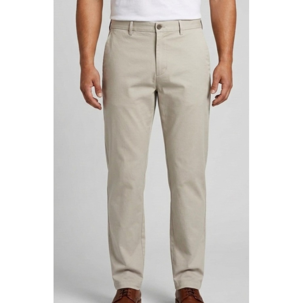 NWT Saks Fifth Avenue Stretch Chinos Mens 38 Stone Regular Fit Smart Casual